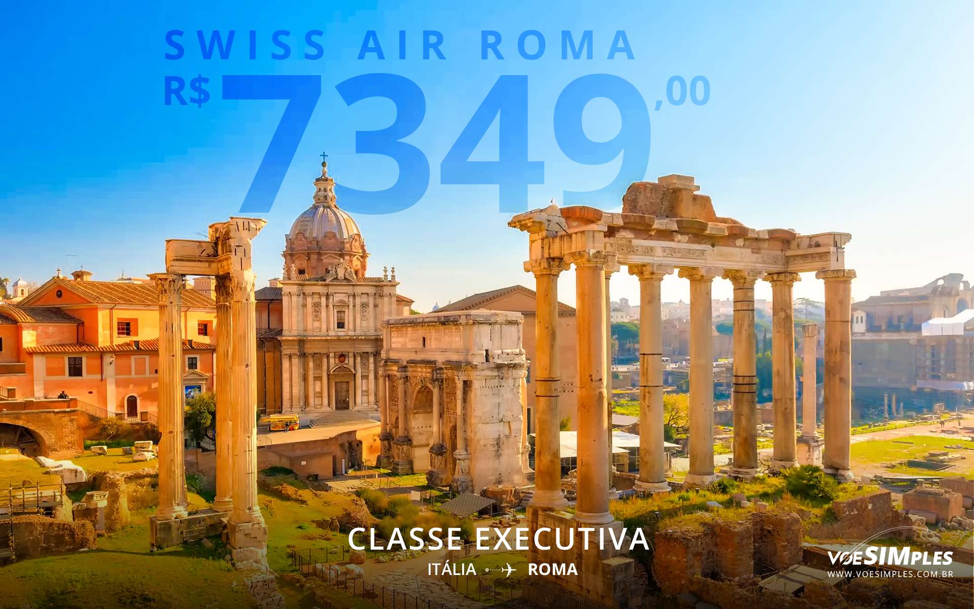 Passagem aérea executiva Swiss Air Roma