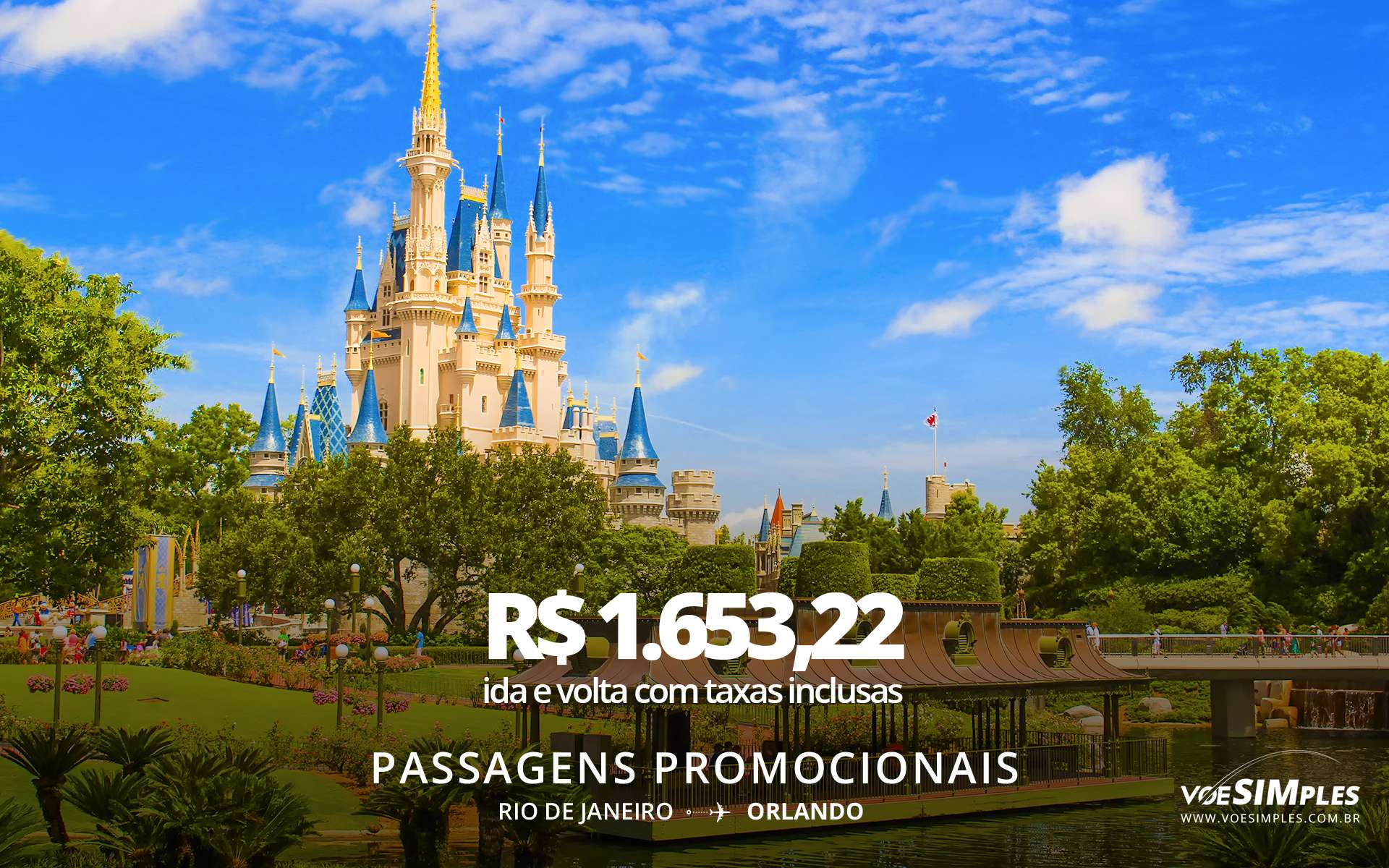 Passagem aérea promocional relâmpago Azul Rio Orlando Voe Simples