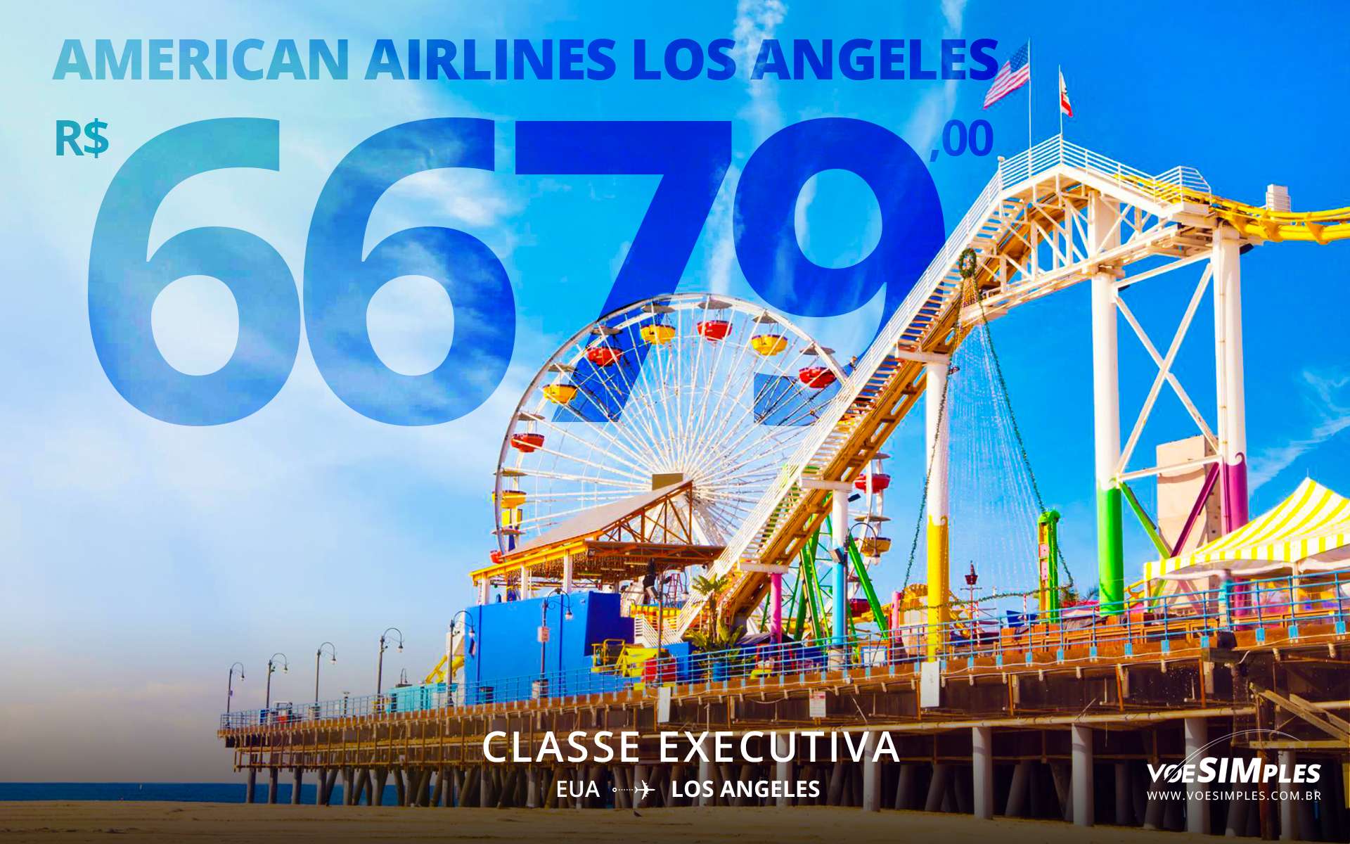 Passagem aérea executiva American Airlines Los Angeles Voe Simples