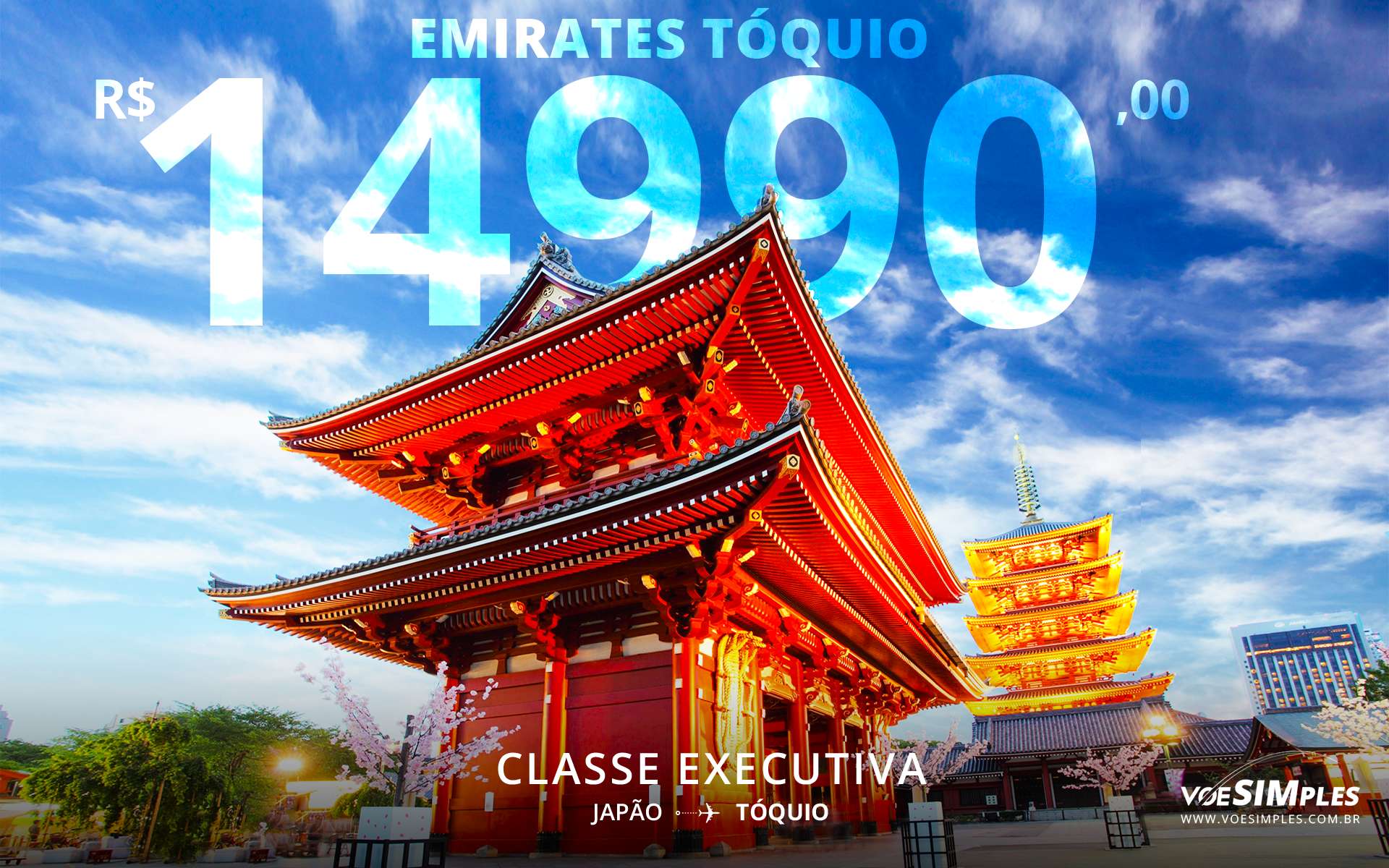 ️ Passagem aérea executiva voando Emirates de São Paulo a Tóquio Japão ...
