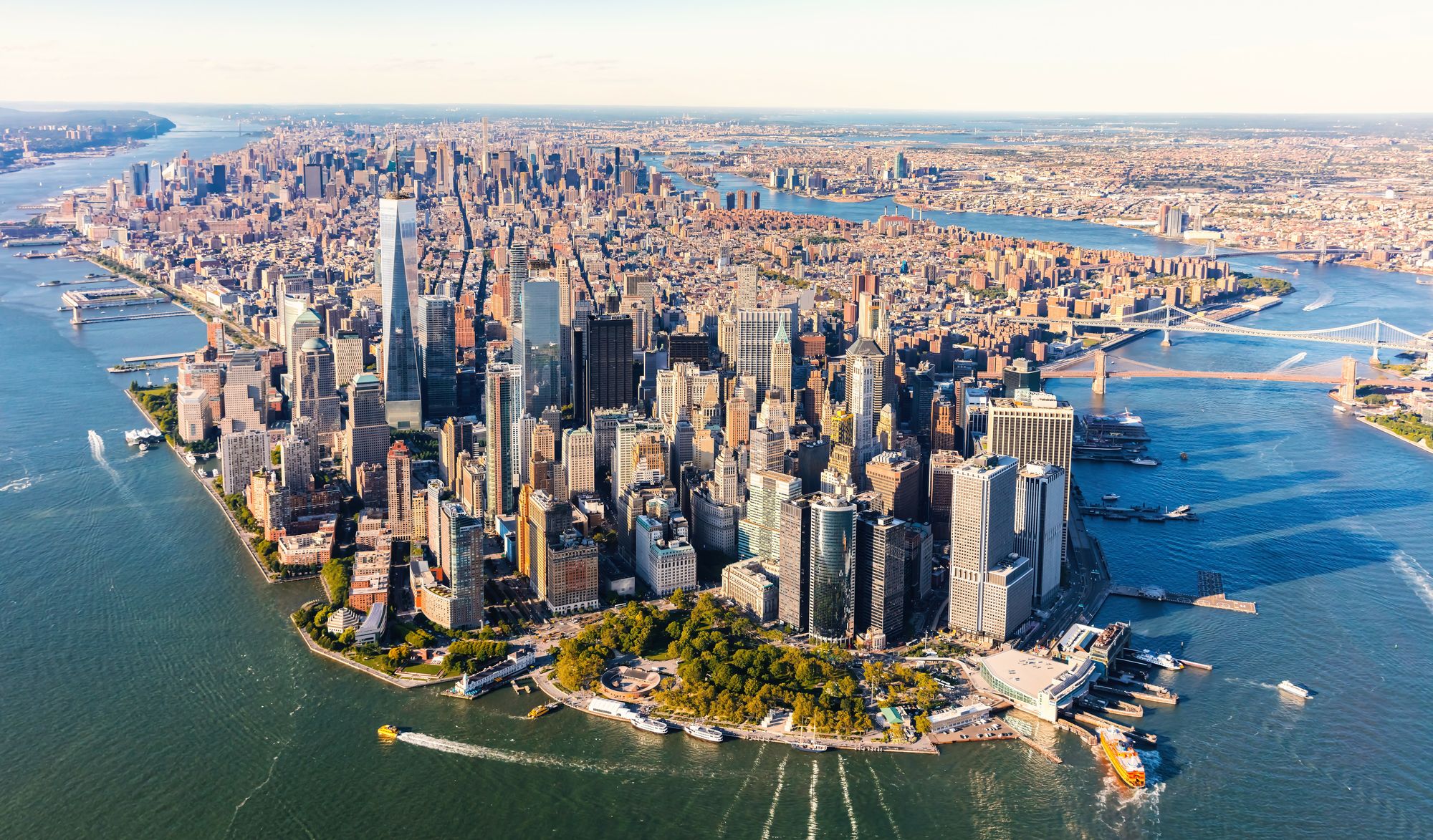Vista aérea do sul de Manhattan