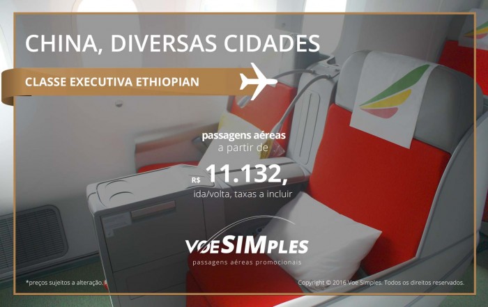 Passagem aérea Classe Executiva Ethiopian Airlines para China