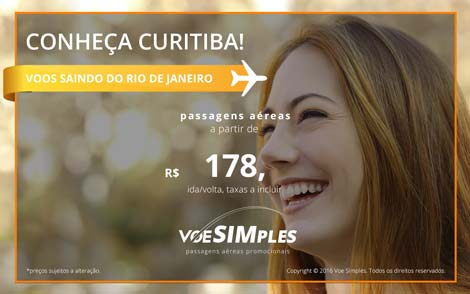 Passagens aéreas baratas para Curitiba saindo do Rio de Janeiro