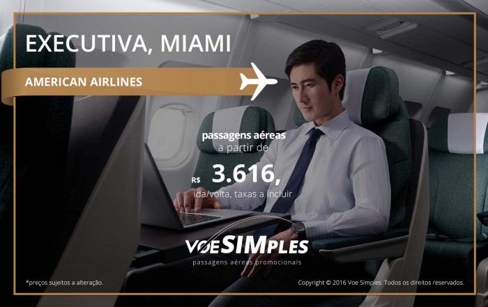 Passagem aérea Classe Executiva American Airlines para Miami