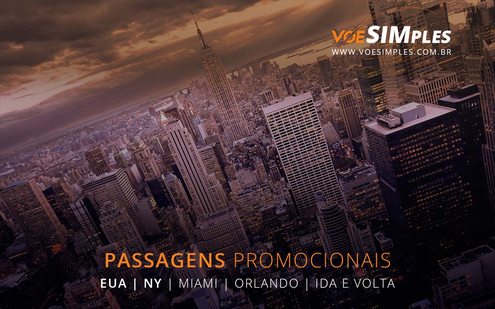 Passagens aéreas promocionais para Miami, Orlando e Nova York nos Estados Unidos