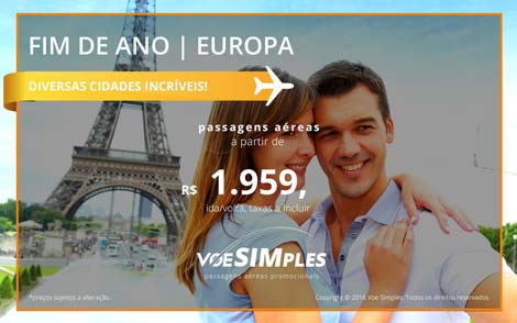 Passagens aéreas promocionais para a Europa