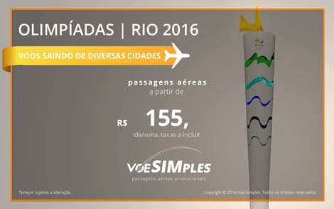 Passagem aérea promocional para as Olimpíadas Rio 2016