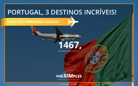 Passagens aéreas promocionais para Portugal