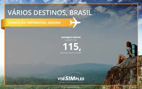 Promoção relâmpago! Passagens aéreas promocionais para o Brasil a partir de  R$ 115,00 ida e volta!