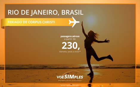 Passagem promocional para Rio de Janeiro no Feriado de Corpus Christi 2016