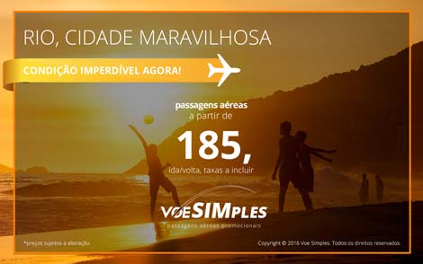 Passagem aérea promocional para o Rio de Janeiro