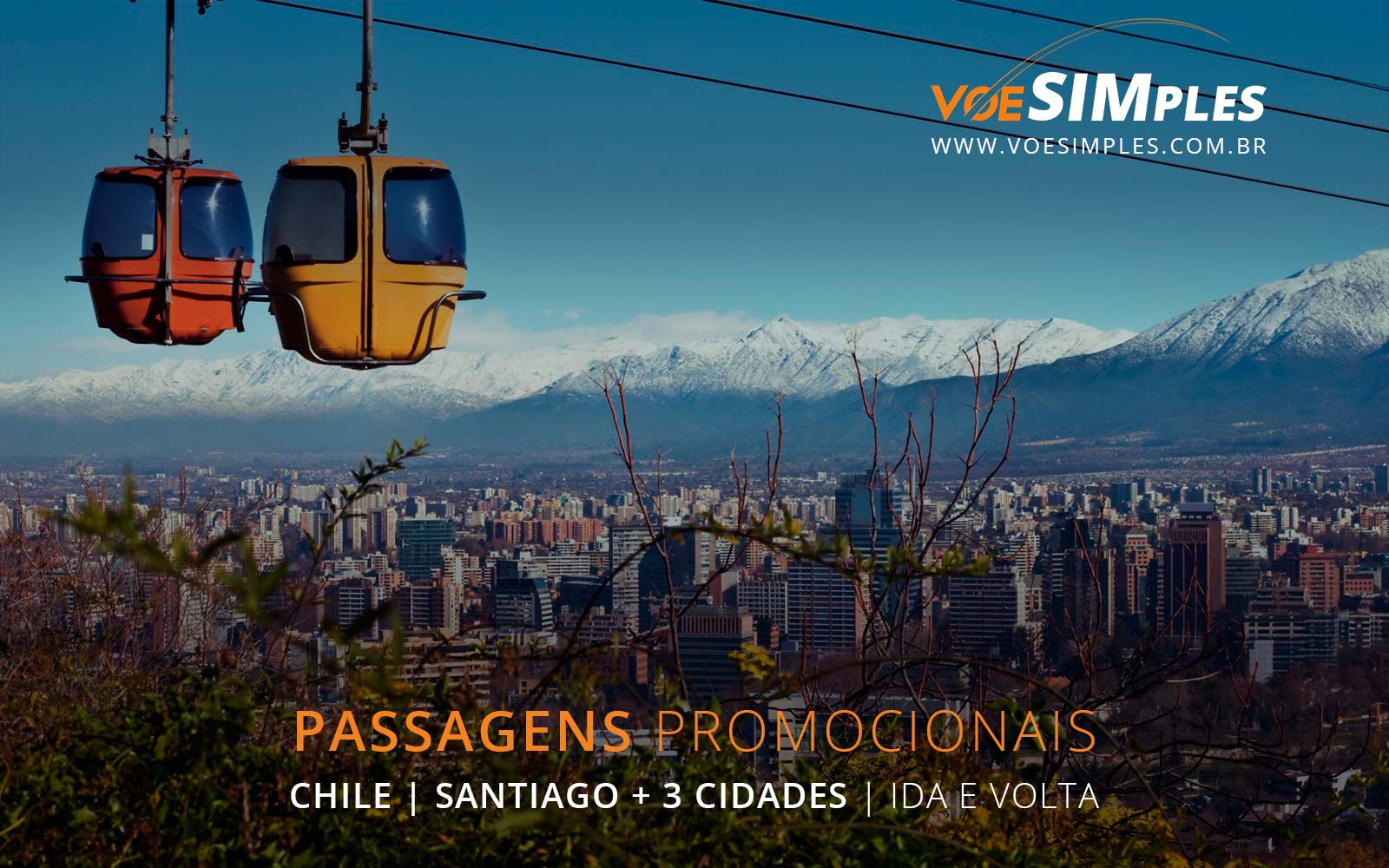 Passagens aéreas promocionais para Santiago, Lima, Bogotá e Montevidéu na América do Sul.