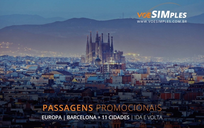 Passagens aéreas promocionais para Barcelona, Paris, Londres, Roma e Amsterdam na Europa